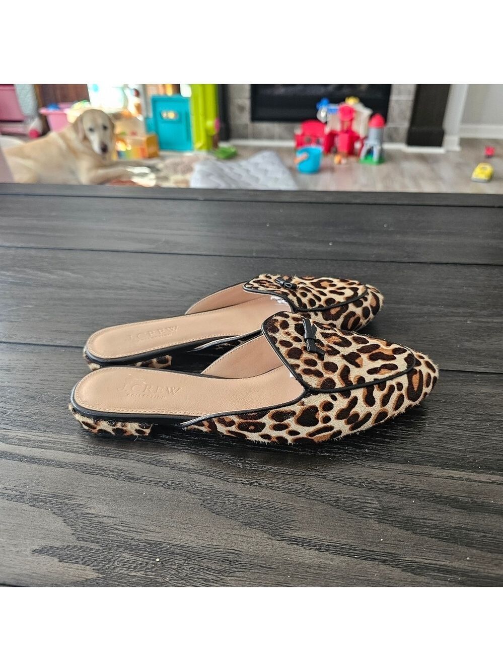 J. Crew Piped Loafer Mules In Calf Hair Size 6 - Picture 3 of 7